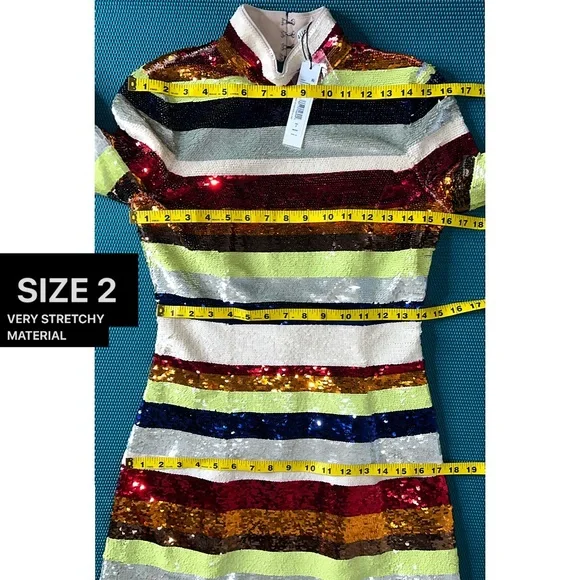 Alice + Olivia Mailynn Sequin Striped Multicolored Mini Dress - Picture 10 of 16
